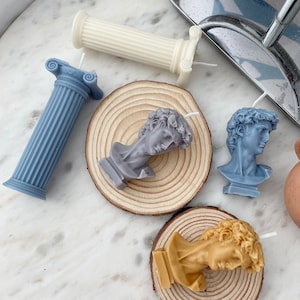 Mini David Bust Candle, Roman column candle, David Candle, Aesthetic Candle, Home Decor, Sculptural Pillar Candle, Unique Table Candle