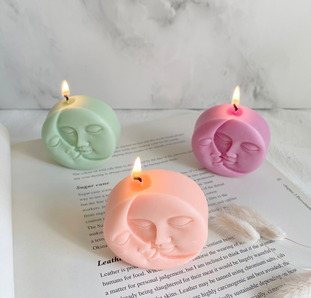 Sun and Moon Candle Moon Face Candle Modern Interior Design Etsy