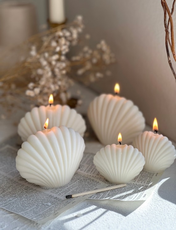 Sea Shell Candle | Undyed Soy Wax Clamshell | Coastal Beach Home Decor