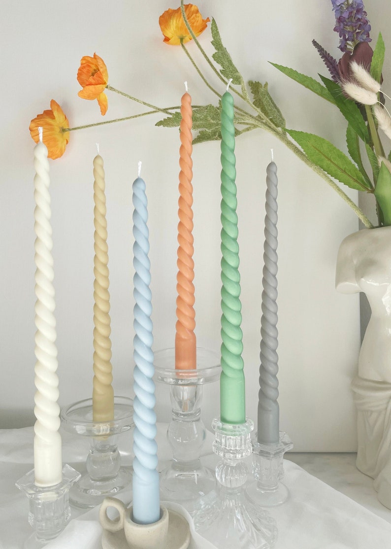 Narrow Twisted Pillar Candles 11 1/4'' Spiral Candle Etsy