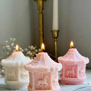 Carousel Candle, Aesthetic Pillar Candle, Soy Wax Candle, Shaped Candle ...