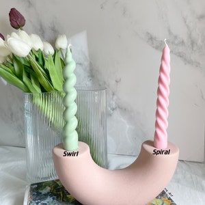 Spiral Twist Soy Wax Candle Home Decor, Twisted Spiral Candle, Swirl Candle, Taper Candle, Dinner Table Candle, Pastel Candle, Pillar Candle image 2