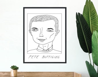 Celebridades mal dibujadas, Pete Buttigieg, Póster/Impresión, COMPRA 2 Y LLÉVATE EL TERCERO GRATIS, Entrega gratuita