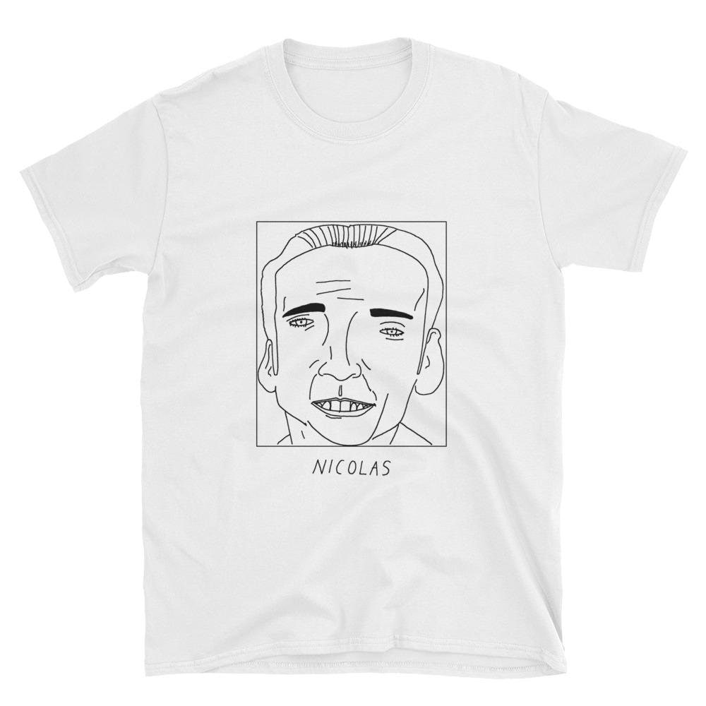 Badly Drawn Celebrities - Nicolas Cage Unisex T-Shirt Free Worldwide Delivery