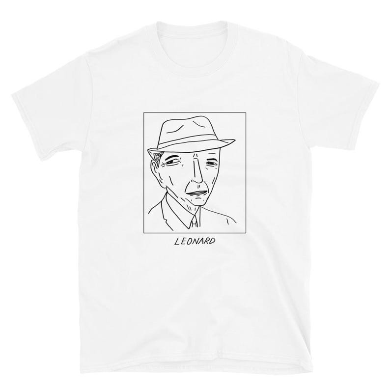 Badly Drawn Celebrities - Leonard Cohen - Unisex T-Shirt - FREE Worldwide Delivery