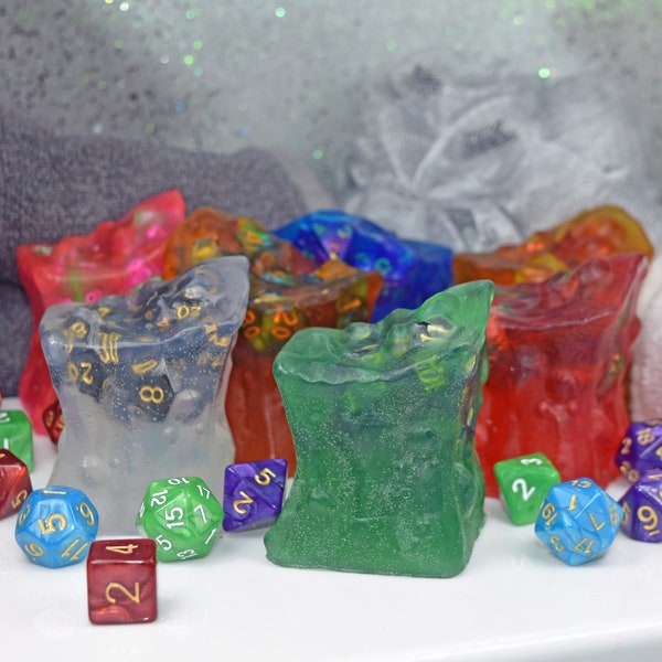 Gelatinous Soap -  Cube Dice Soap!-  Inspired by DnD and RPGs! - Free Mystery Dice set and Miniature!
