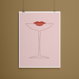 Trendy Alcohol Cocktail Print Feminine Style Poster Mid Century Modern Cocktail Art Bar Cart Art Deco Kitchen Decor Boozy Gift