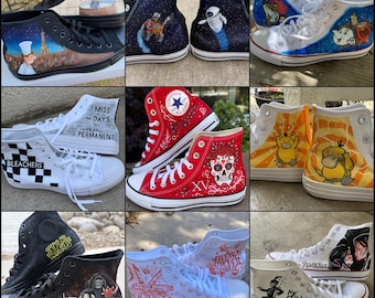Custom Painted Converse // Completely Customizable Handpainted Shoes / Hi-tops / birthday Christmas gift for him her *READ DESCRIPTION*