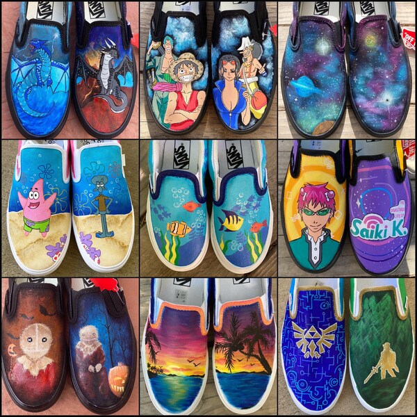 Custom Painted Vans // Completely Customizable Handpainted Shoes / Slip-Ons / Sneakers / birthday gift for him her *READ DESCRIPTION*