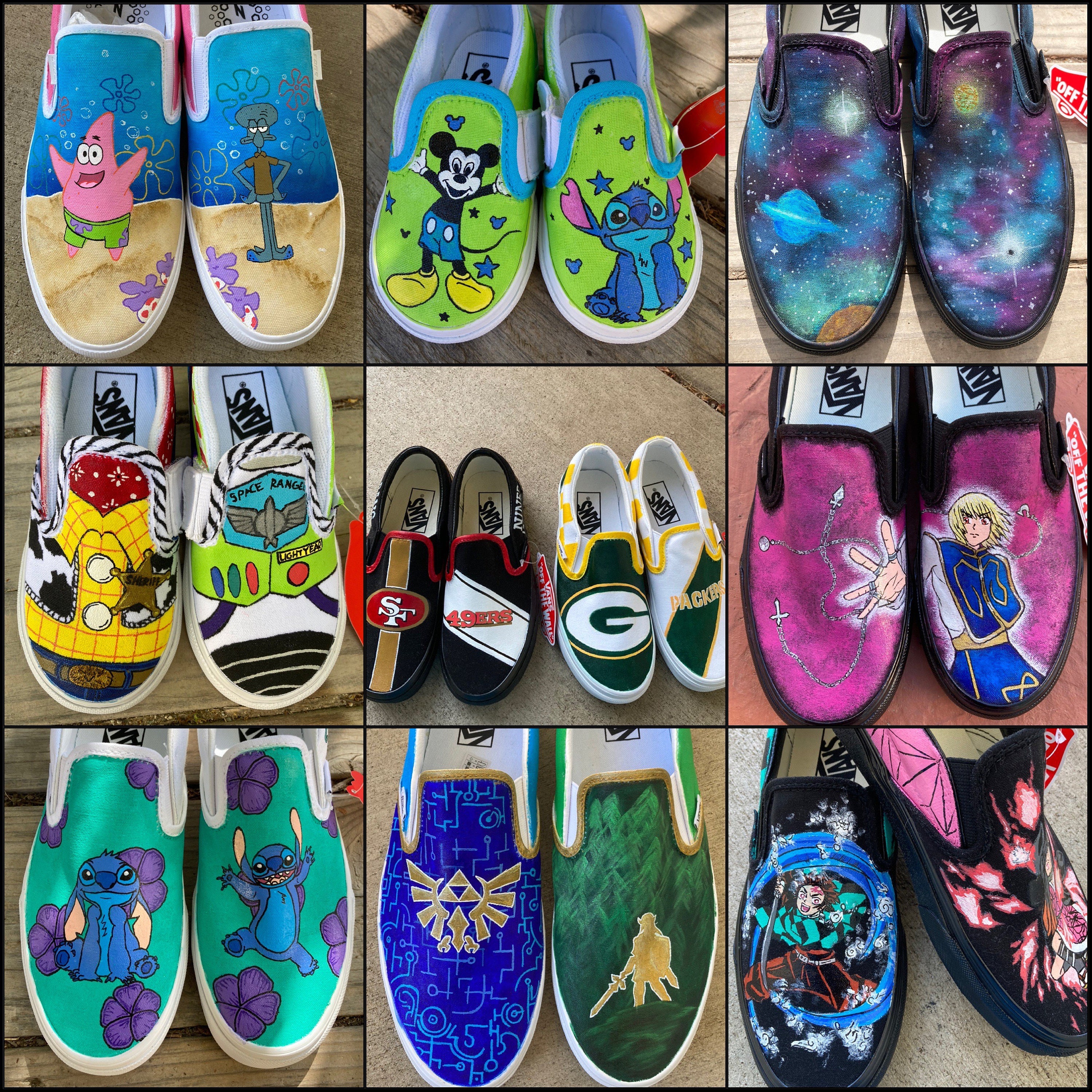 Louis Vuitton Custom Vans Slip-Ons. , Hand painted