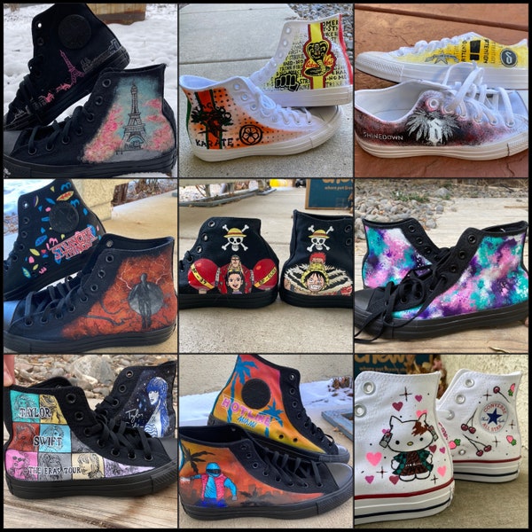 Custom Painted Converse // Completely Customizable Handpainted Shoes / Hi-tops / Sneakers / birthday gift for him her *READ DESCRIPTION*