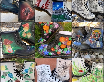 Custom Painted Dr. Martens 1460s // Personalized Handpainted Shoes / Combat Boots / Docs / Wedding birthday gift *READ DESCRIPTION*