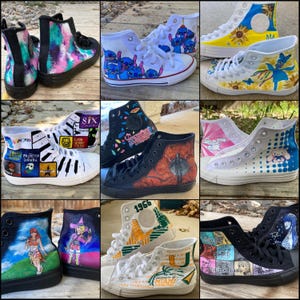 Custom Painted Converse // Completely Customizable Handpainted Shoes / Hi-tops / Sneakers / birthday gift for him her *READ DESCRIPTION*