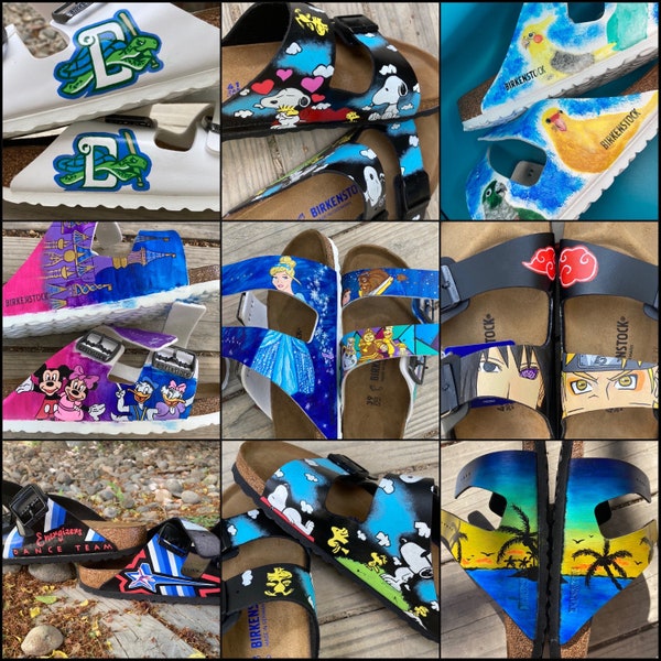 Custom painted Birkenstocks // personalized handpainted shoes / sandals / clogs / birthday gift for her him / *READ DESCRIPTION*