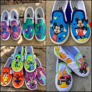 Custom Painted Kids Vans Personalized Boys Girls Shoes / Slip-Ons / Sneakers / birthday gifts for her him READ DESCRIPTION image 1