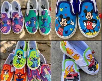 Custom Painted Kids’ Vans - Personalized Boys Girls Shoes / Slip-Ons / Sneakers / birthday gifts for her him *READ DESCRIPTION*