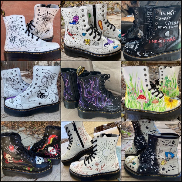 Custom Painted Dr. Martens Jadon Platforms // Personalized Shoes / Combat Boots / Docs / Wedding birthday gift for her *READ DESCRIPTION*