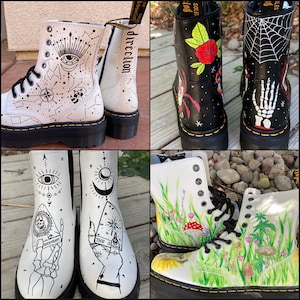 Op maat geschilderde Dr. Martens Jadon-platforms // Gepersonaliseerde schoenen / Combat Boots / Documenten / Verjaardagscadeau bruiloft voor haar *BESCHRIJVING LEZEN*