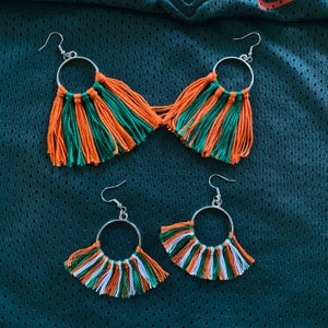 University of Miami Hoop Earrings,Handmade,New,Miami Hurricanes,UM,Canes,Gameday/ aretes