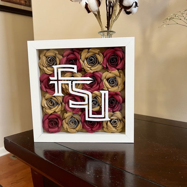 Noles Hand Rolled Flower Shadow Box, College Graduation Gift
