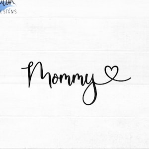 Archivo de corte SVG de mamá para cricut y silueta con detalle de corazón, PNG, EPS, dxf / Día de la Madre svg