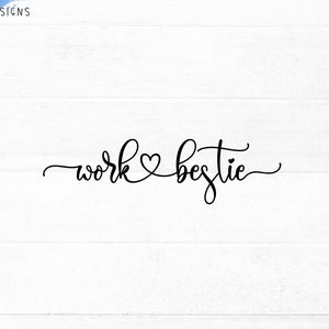 Fichier de coupe SVG bestie de travail pour cricut et silhouette avec détail coeur, PNG, EPS, dxf