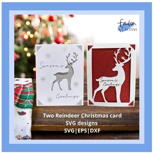 Paquete de archivos de corte SVG de tarjeta de inserción de reno de saludos de temporada: compatible con tapete de tarjeta y Cricut joy, tarjeta navideña SVG