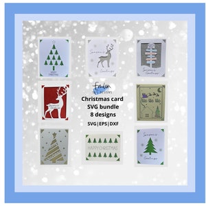 Weihnachts-Einlegekarte SVG-Schnitt-Dateipaket - Kartenmatte kompatibel, Frohe Weihnachtskarte SVG, Weihnachtsgrußkarte mit vollständiger Anleitung