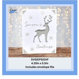 Archivo de corte SVG de tarjeta de inserción de reno de saludos de temporada para Cricut y Silhouette - Compatible con Cricut Joy y Card Mat, tarjeta navideña SVG