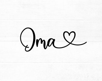 Oma SVG cut file for cricut and silhouette with heart detail, PNG, EPS, dxf