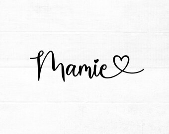 Mamie SVG cut file for cricut and silhouette with heart detail, PNG, EPS, dxf