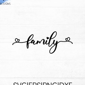 Familie SVG Schnittdatei für Cricut und Silhouette mit Herzen, Png, Dxf, Eps, Zitat SVG