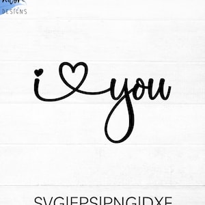 Ti amo file di taglio SVG per cricut e silhouette con dettagli a cuore / ti amo file di taglio, PNG, EPS, dxf