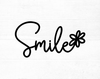 Smile SVG cut file for cricut and silhouette, Smile with flower SVG, png,eps,dxf