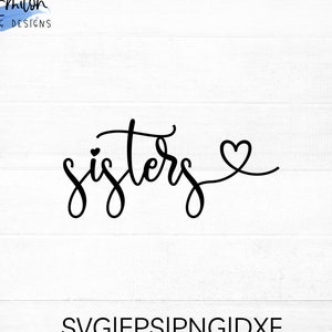 Zusters SVG gesneden bestand voor cricut en silhouet met hartdetail, PNG, EPS, dxf