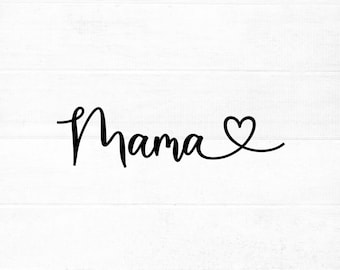 Mama SVG plik do cięcia dla Cricut i sylwetka z detalami serca, PNG, EPS, dxf | Dzień Matki svg