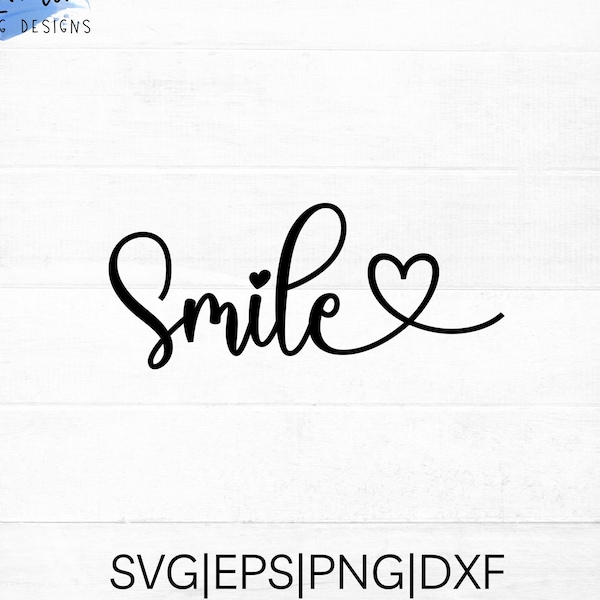 Smile SVG cut file for cricut and silhouette, inspirational quote SVG, Smile with hearts SVG, png,eps,dxf