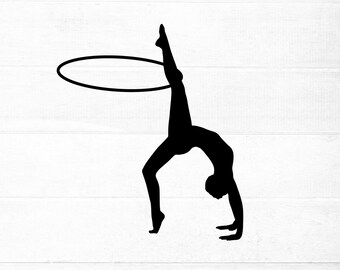 Rhythmic gymnastics SVG with hoop apparatus in bridge - Gymnastics SVG - Cut file for cricut and silhouette, png, eps, dxf