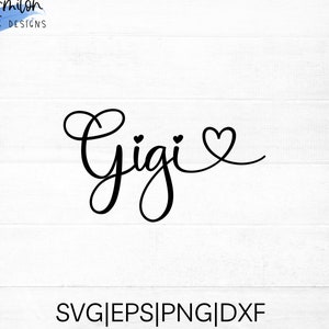 Gigi SVG cut file for cricut and silhouette with heart detail, PNG, EPS, dxf | Christmas svg for Gigi