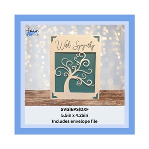 With Sympathy Insert card SVG cut file with tree | Joy compatible insert card template | Instructions included | SVG, eps, dxf