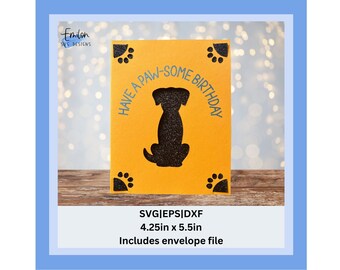Tener una tarjeta de inserción de cumpleaños con patas SVG / Plantilla de tarjeta de inserción compatible con Joy / Tarjeta de cumpleaños de perro SVG, eps, dxf