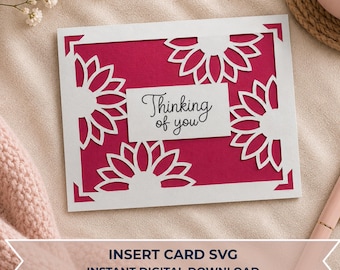 Thinking of You Insert card SVG cut file | Joy compatible insert card template | Instructions included | SVG, eps, dxf