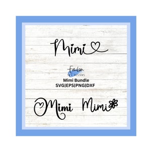 Mimi SVG cut file bundle for cricut and silhouette with heart detail, PNG, EPS, dxf