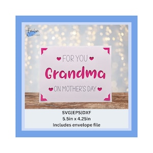 Para ti abuela en el Día de la Madre Insertar tarjeta SVG archivo de corte para cricut y silueta con corazones cortados / compatible con tapete de tarjeta Joy