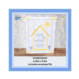 Lar Doce Lar Inserir cartão SVG | Novo modelo de cartão de inserção em casa compatível com Joy | Instruções incluídas | SVG, eps, dxf