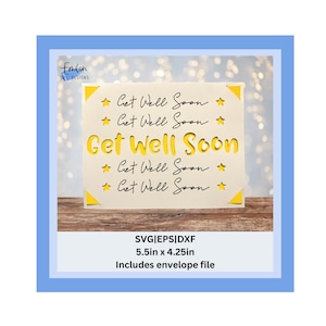Get Well Soon Insérez la carte SVG coupe fichier | Modèle de carte d'insertion compatible Joy | Instructions incluses | SVG, bpa, dxf
