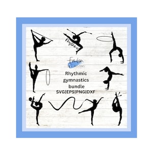 Rhythmische Gymnastik SVG Bundle mit Sprüngen, Balancen, Seil, Ball, Reifen, Keulen und Band - geschnittene Datei für Cricut und Silhouette - png,dxf,eps