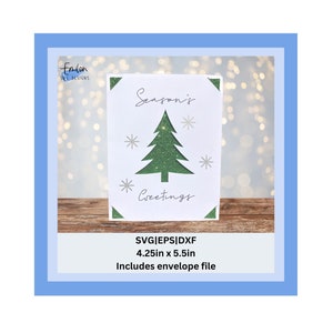 Archivo de corte SVG de tarjeta de inserción de árbol de saludos de temporada para cricut y silueta - Compatible con Cricut joy y card mat, tarjeta de Navidad SVG