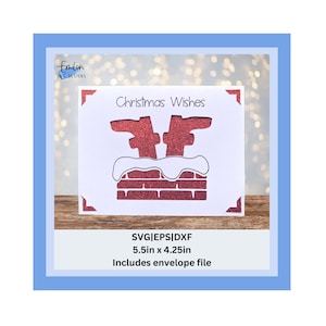 Christmas Wishes Santa's Chimney Insert Card SVG cut bestand voor cricut en silhouette - Cricut joy en card mat compatible, Kerstkaart SVG