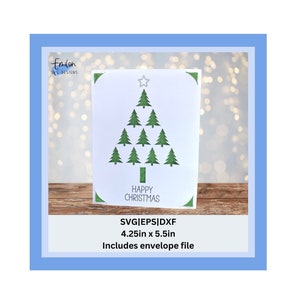 Feliz árbol de Navidad Insertar tarjeta SVG archivo de corte para cricut y silueta - Cricut alegría y tarjeta mat compatible, tarjeta de Navidad SVG
